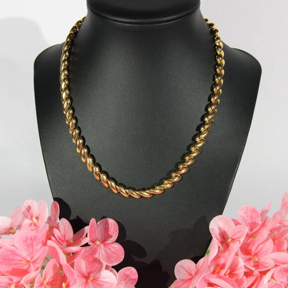 Monet Jewelry - Vintage Gold Tone Rope Choker Necklace